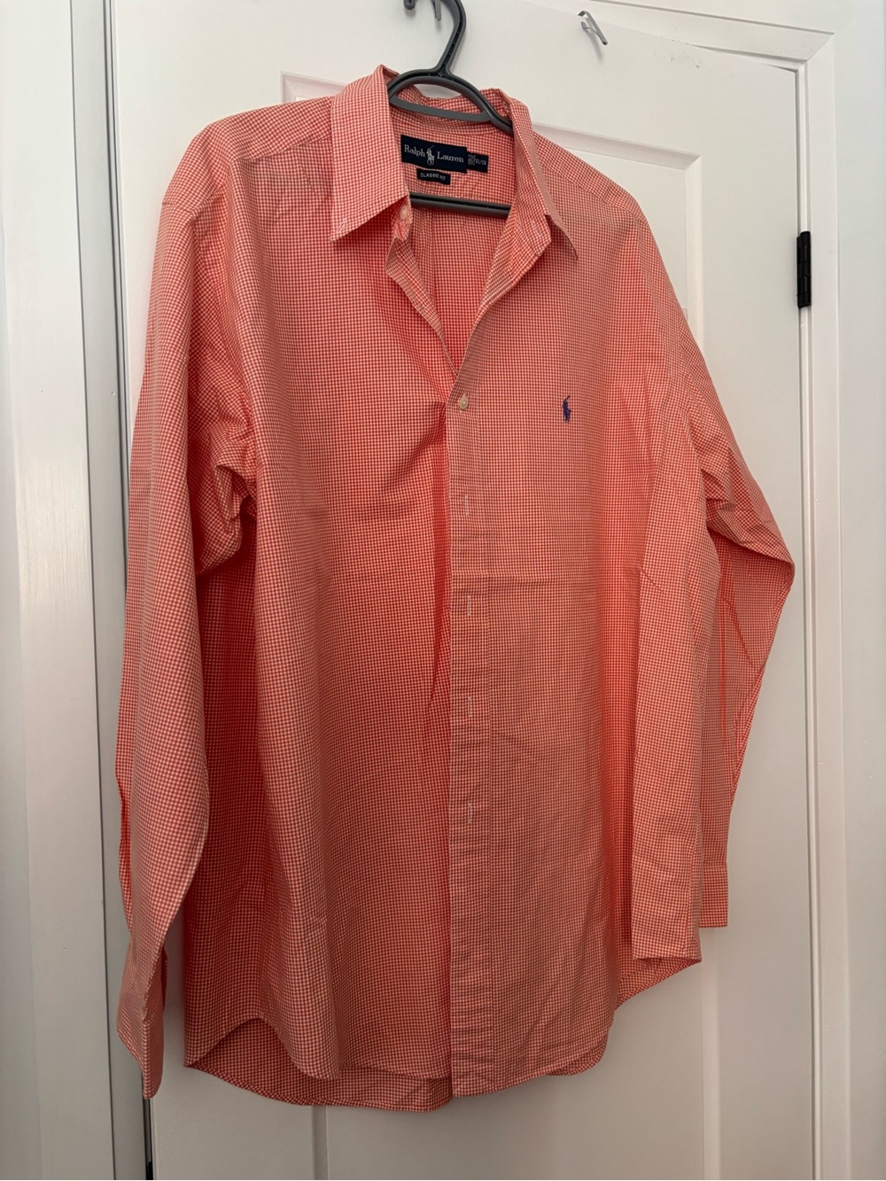 Ralph Lauren Orange Gingham Long-Sleeve Dress Shirt